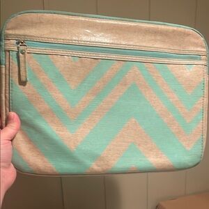 Chevron Laptop Sleeve in Mint and Beige